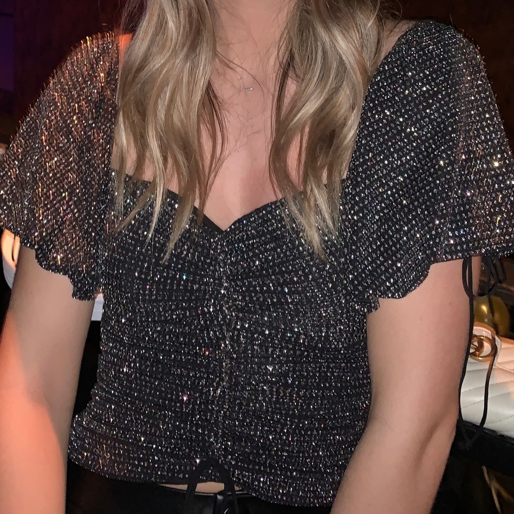 for love and lemons sparkly cinched top